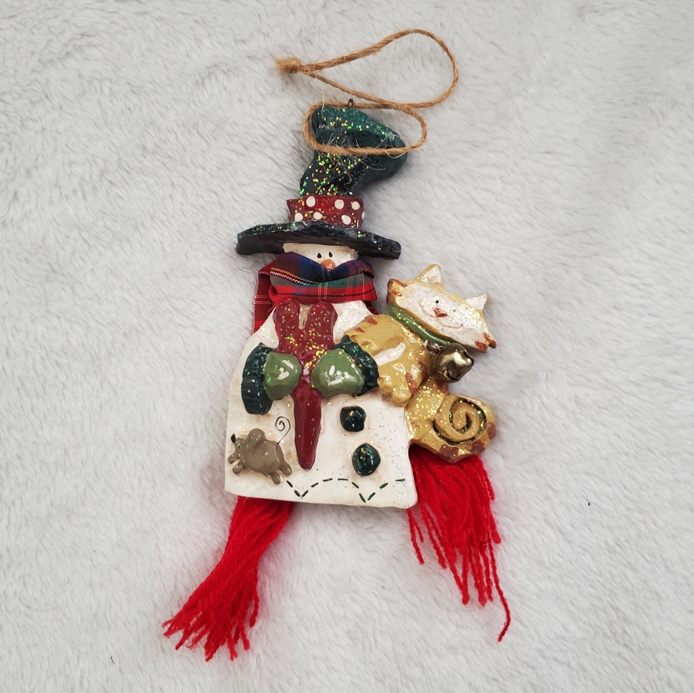Kurt S. Adler Festive Snowman, Cat, and Mouse, Ornament